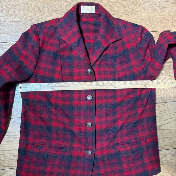Vintage Pendleton 100% Wool Blazer SZ  Red Plaid Tartan Boxy Heritage Country - Picture 7 of 8